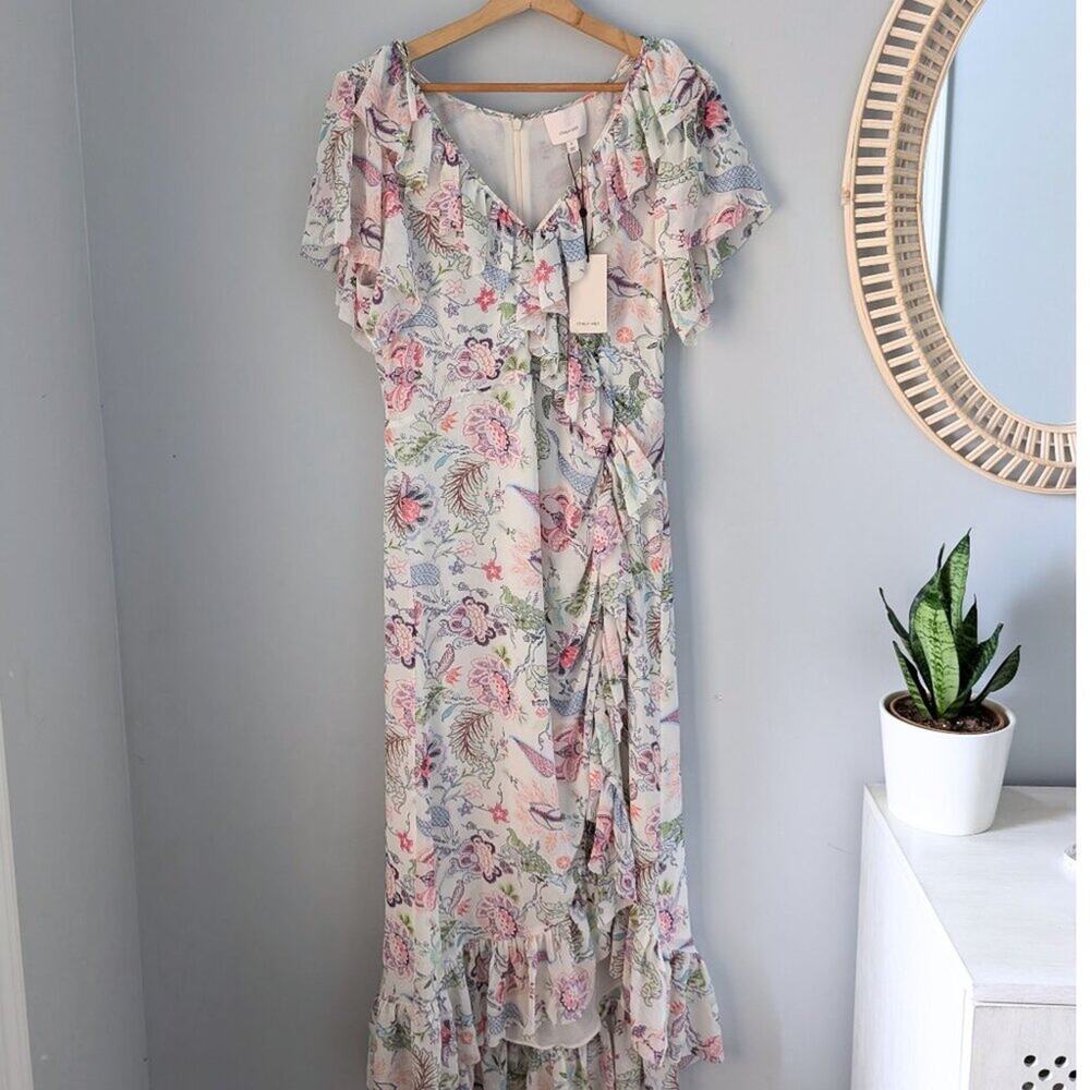 Cinq à Sept Sheilla Celeste Multi Dress, Floral Ruffle design, size 8, NWT